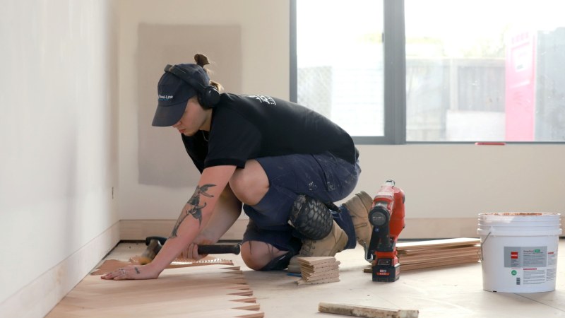 STRUCTApanel 12mm used as Underlay for Blackbutt Herringbone Parquetry Flooring