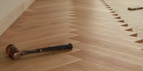 STRUCTApanel 12mm used as Underlay for Blackbutt Herringbone Parquetry Flooring